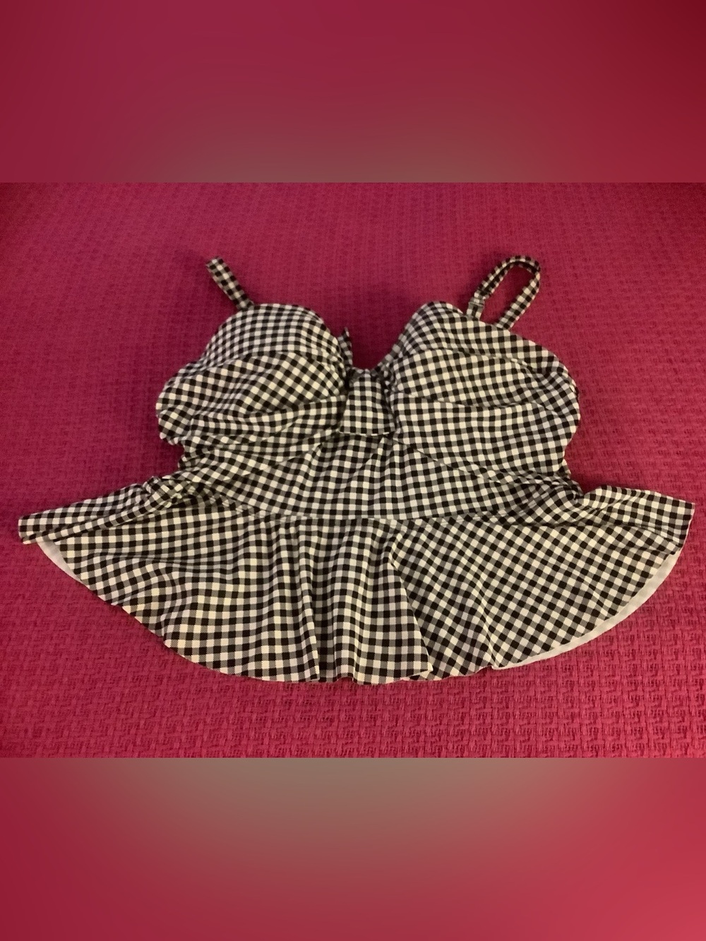 Black & White Gingham Swim Top